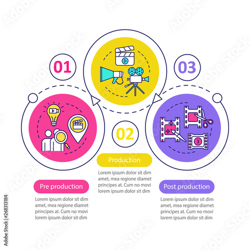 Video production process vector infographic template