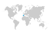 Spain map is highlighted in blue on the world map