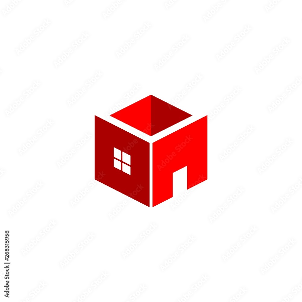 Red Box House Icon Logo Design Element Red Box House Icon Logo Design Element