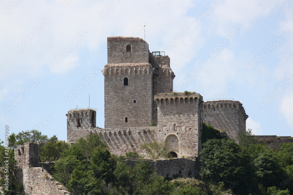 View of Rocca Maggiore Assisi, Umbria, Italy