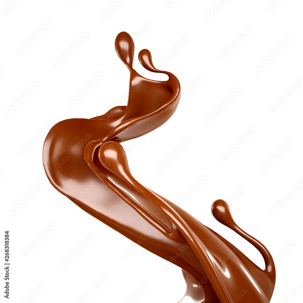 Splash of chocolate 3d illustration, 3d rendering.