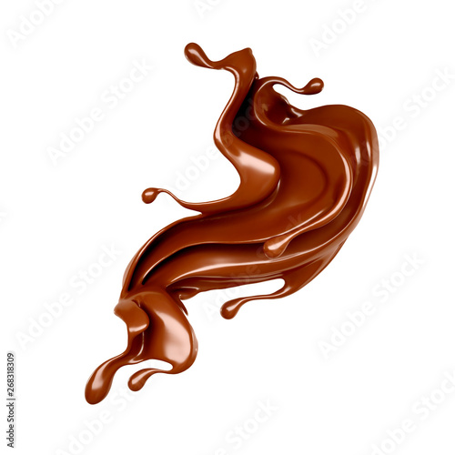 Splash of chocolate 3d illustration, 3d rendering.