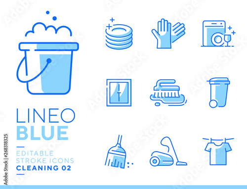 Lineo Blue - Cleaning and Housework line icons