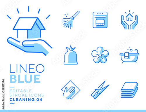 Lineo Blue - Cleaning and Housework line icons