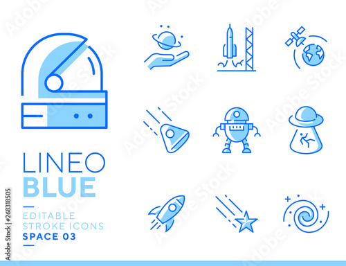 Lineo Blue - Space and Planets line icons