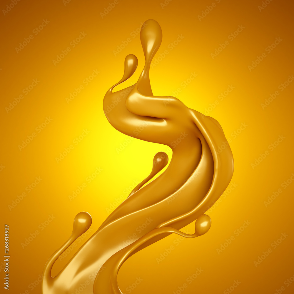 Obraz premium Caramel splash 3d illustration, 3d rendering.