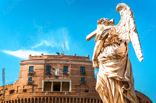 Bernini’s Angels with the Castle Sant'Angelo in the background