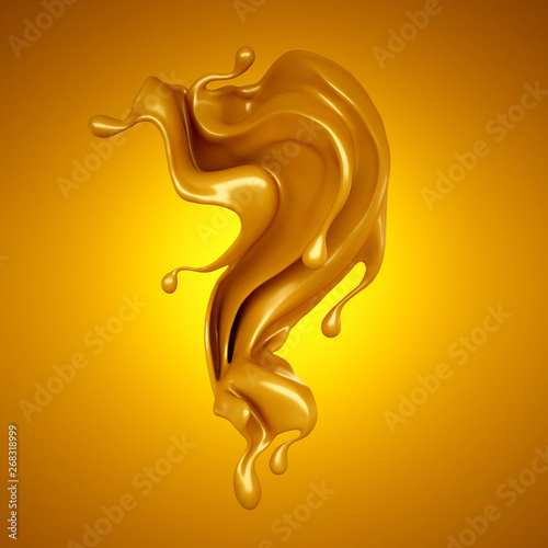 Caramel splash 3d illustration  3d rendering.