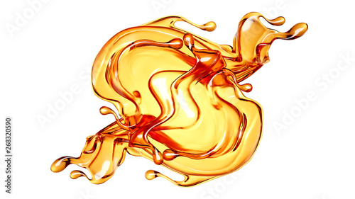 Orange juice splash. 3d illustration, 3d rendering.
