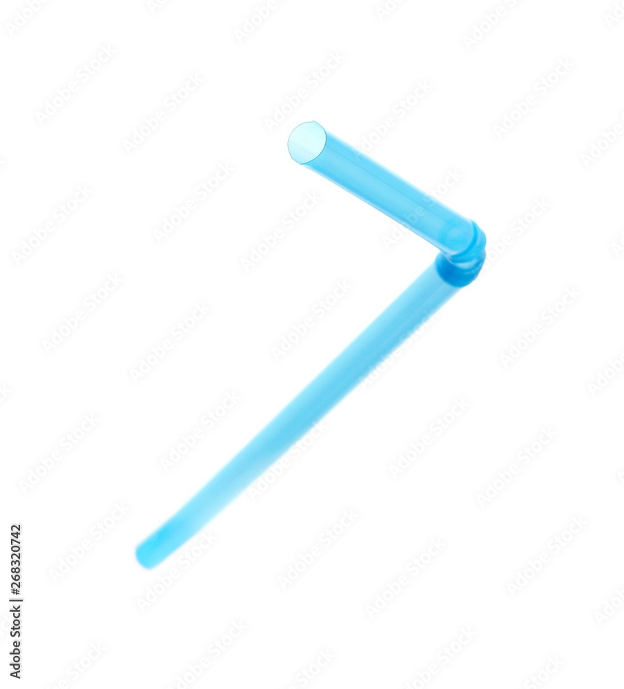 Blue drinking straw isolated on white background Blue drinking straw isolated on white background