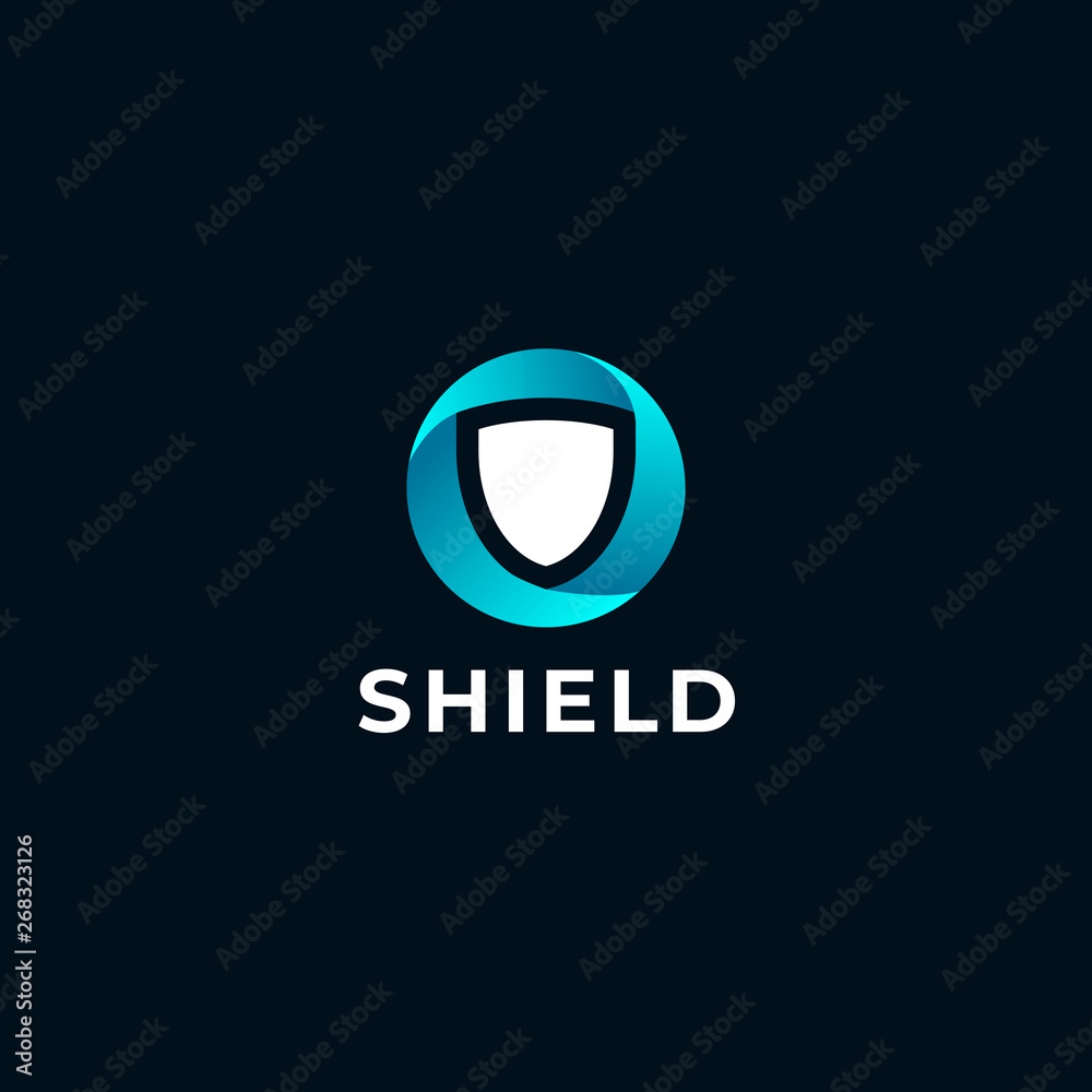 Shield safety round logo icon design template. Abstract symbol of