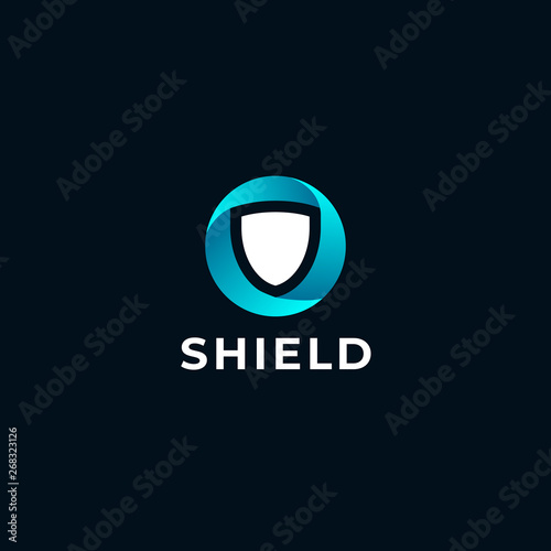 Shield safety round logo icon design template. Abstract symbol of security.