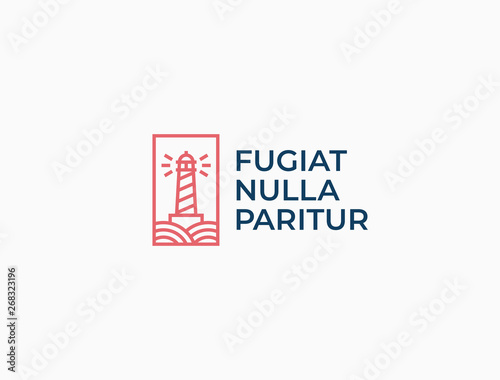 Lighthouse, Beacon logo icon. Vector Illustration. Modern linear simple logotype template. Lighthouses and ocean waves.