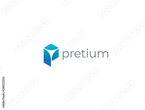 Letter P logo template. Unique modern creative elegant logotype. Vector icon.