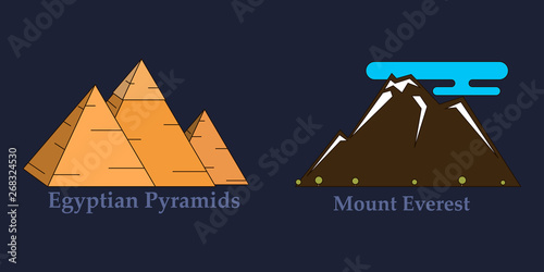 Travel, journey concept. Famous monuments of world countries. Vector illustration