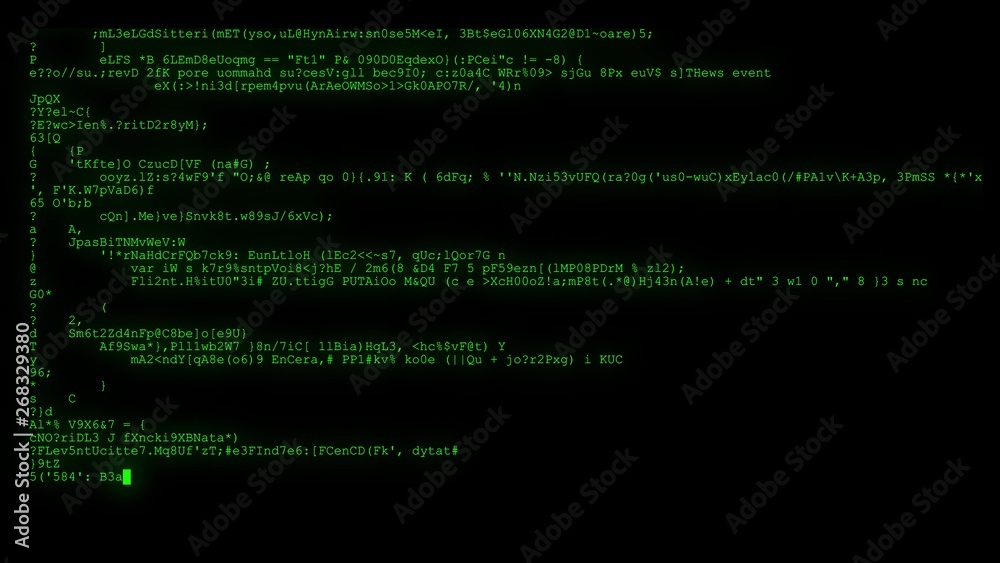 encrypted programming security hacking code data flow stream on display new quality numbers letters coding techno joyful video 4k stock image