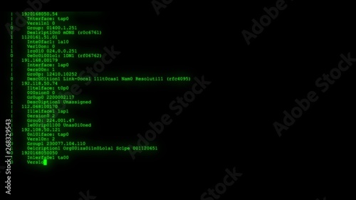 encrypted programming security hacking code data flow stream on display new quality numbers letters coding techno joyful video 4k stock image