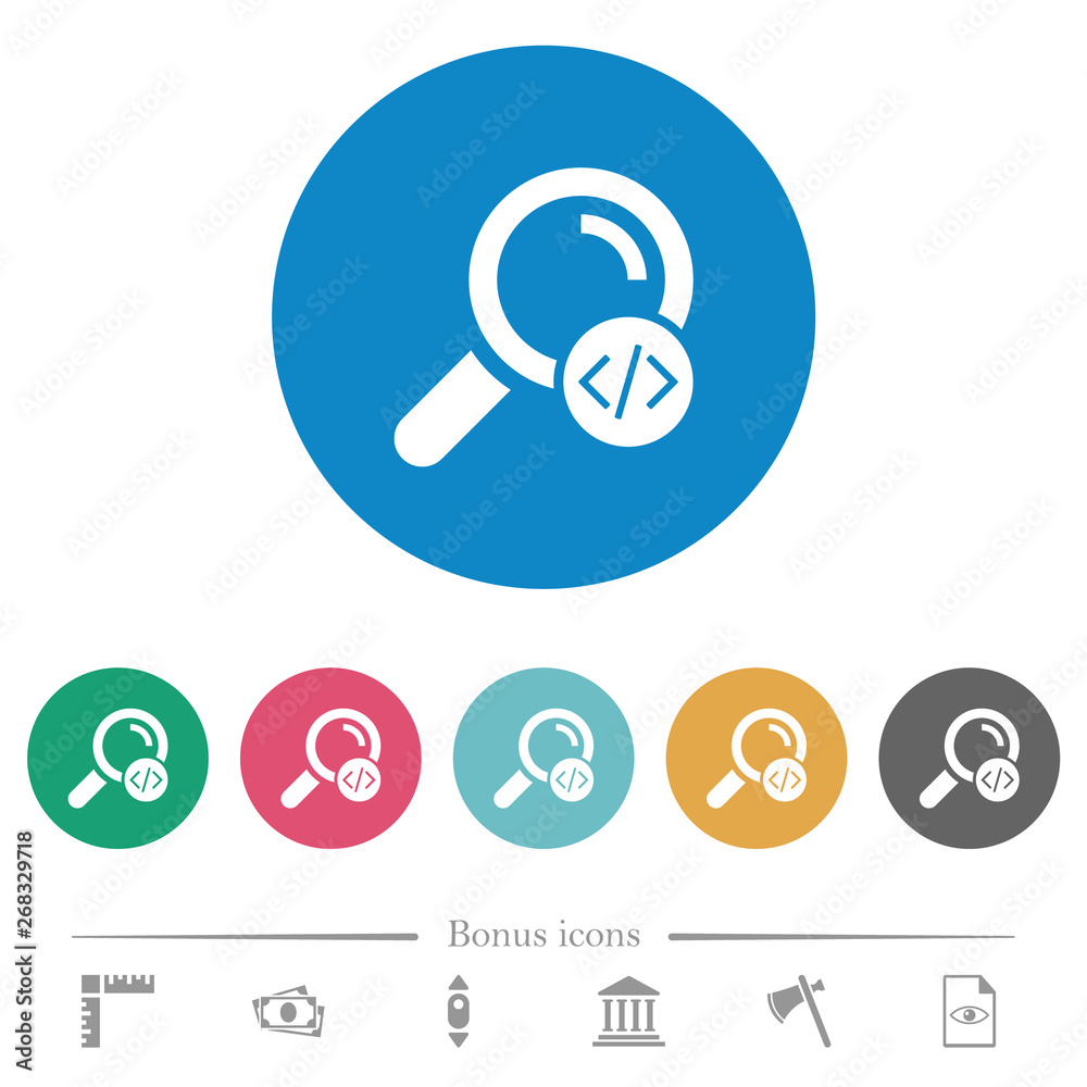 Search programming code flat round icons Search programming code flat round icons