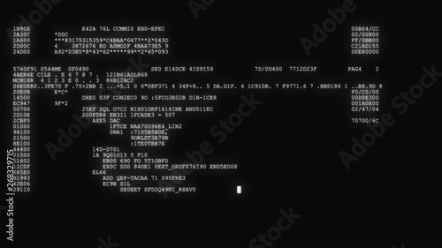 encrypted programming security hacking code data flow stream on display new quality numbers letters coding techno joyful video 4k stock image