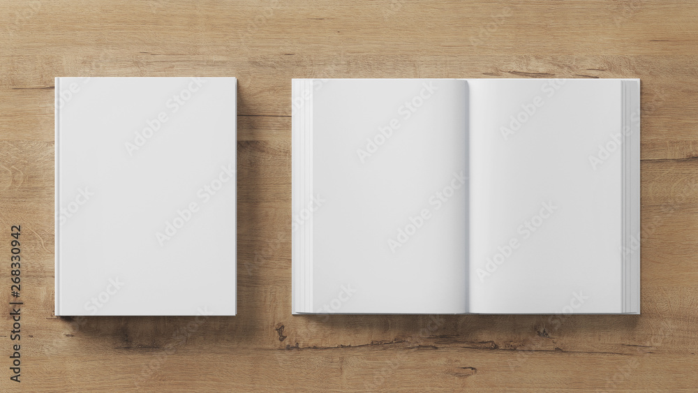 Blank book template for presentation. Two books. 3D rendering. Blank book template for presentation. Two books. 3D rendering.