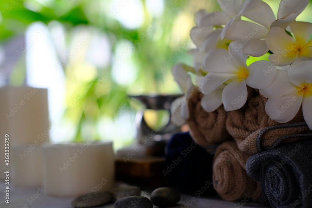 spa setting aromatherapy candles in natural bokeh background spa setting aromatherapy candles in natural bokeh background