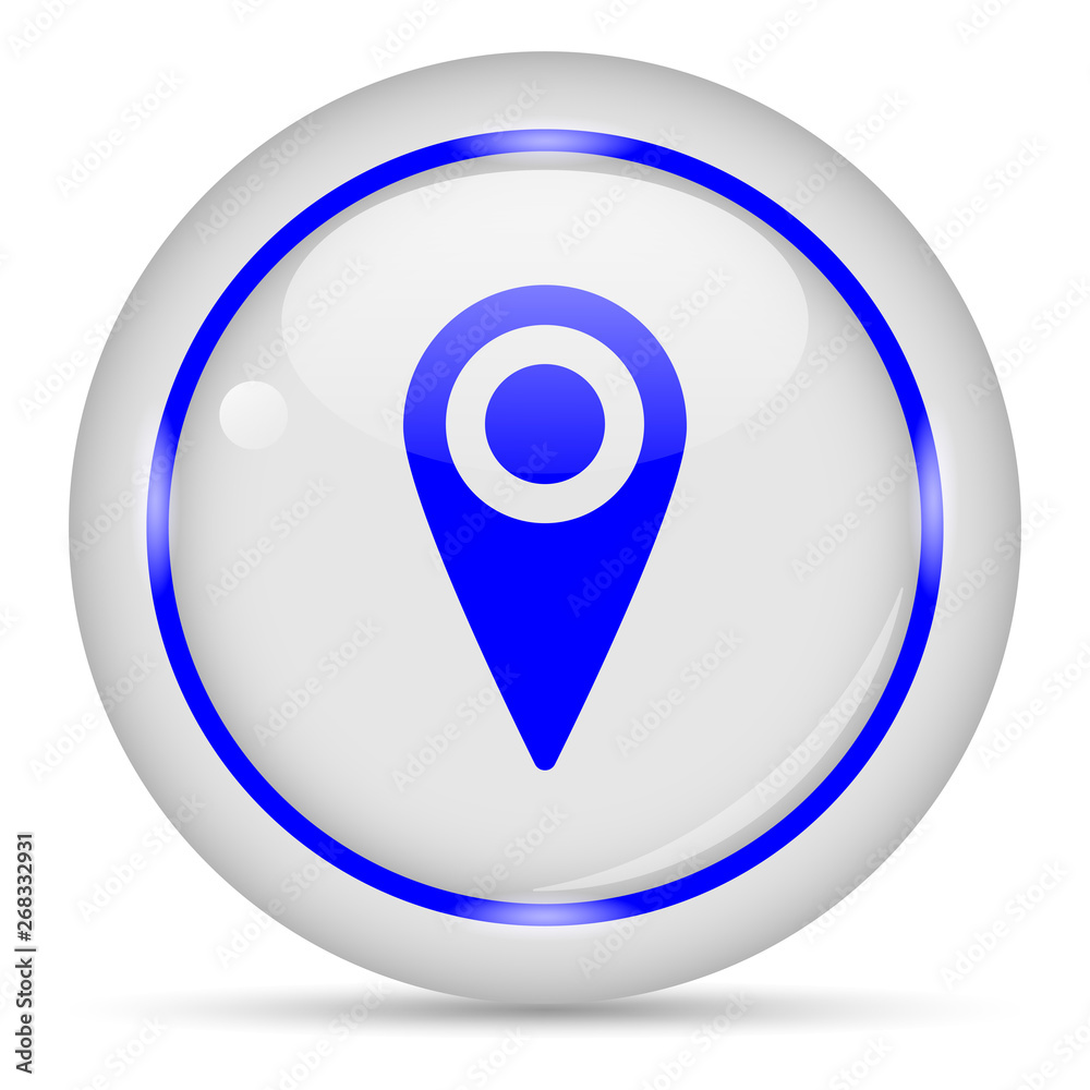 Location icon. White glossy round vector icon in eps 10. Editable modern design internet button on white background. Location icon. White glossy round vector icon in eps 10. Editable modern design internet button on white background.