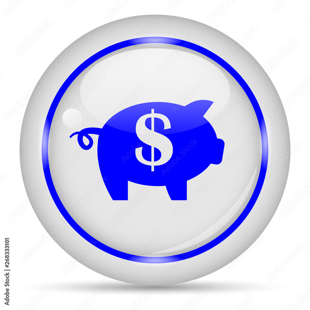 Piggy bank icon. White glossy round vector icon in eps 10. Editable modern design internet button on white background. Piggy bank icon. White glossy round vector icon in eps 10. Editable modern design internet button on white background.
