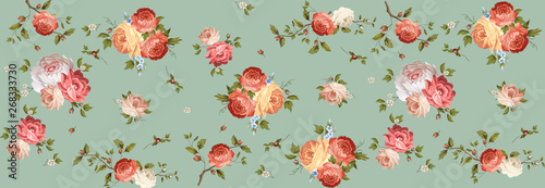 Obraz na plátně Zhostovo flowers roses leaves botany floristics