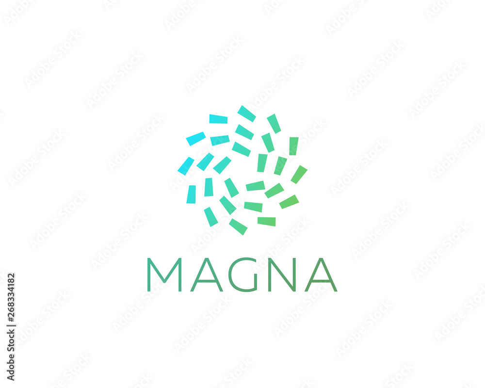 Abstract energy flower logo design. Spin swirl elements vector logotype.