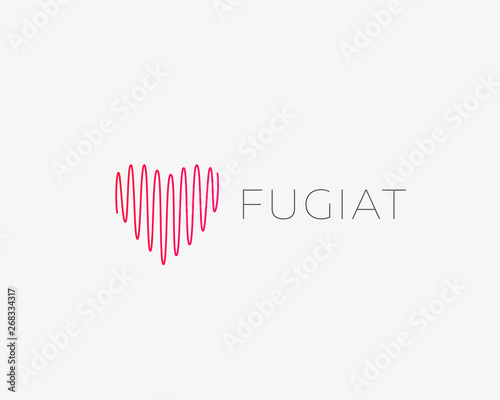 Heart line medical vector logotype. Valentines day music sound wave vector logo.