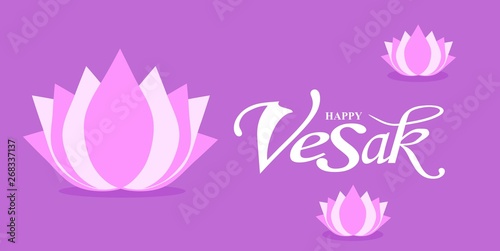 Vesak Day with Pink Lotus Flower
