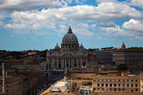 St. Peter's Basilica in the Vatican surrounded by old buildings