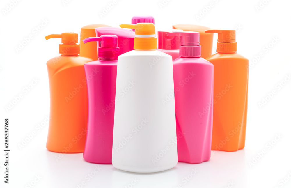 shampoo or hair conditioner bottle on white background Stock Photo