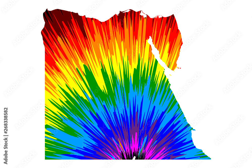 Obraz premium Egypt - map is designed rainbow abstract colorful pattern, Arab Republic of Egypt map made of color explosion,