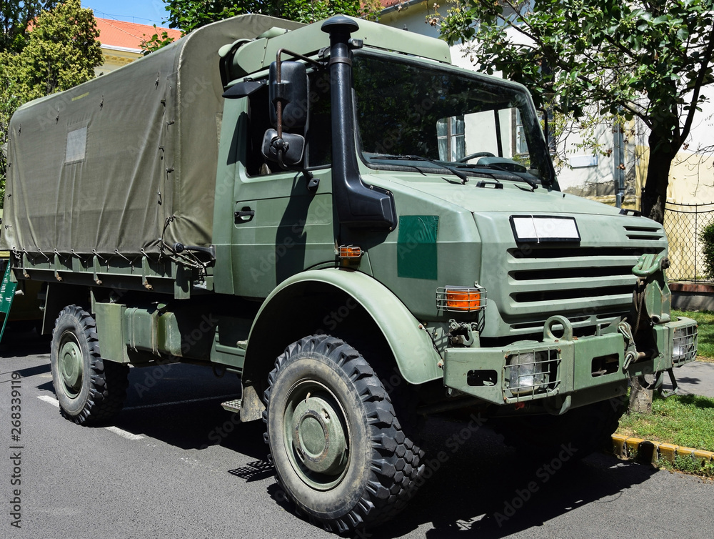 Military truck vehicle on the street