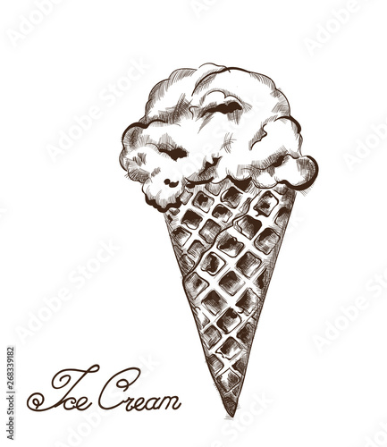 Ice cream Vector line art. Delicious summer sweets illustrations