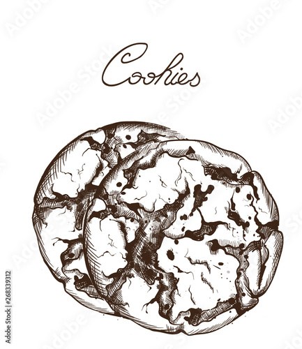 Cookies line art Vector. Delicious sweets illustrations isolated
