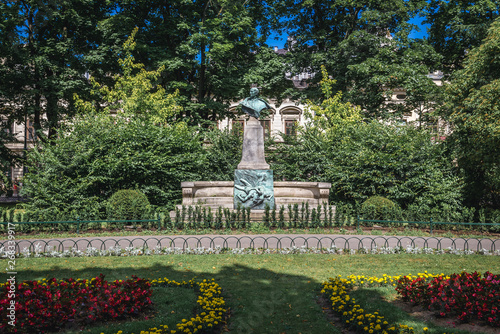 Bust of painter Artur Grottger in Planty Park in Cracow, Poland photo