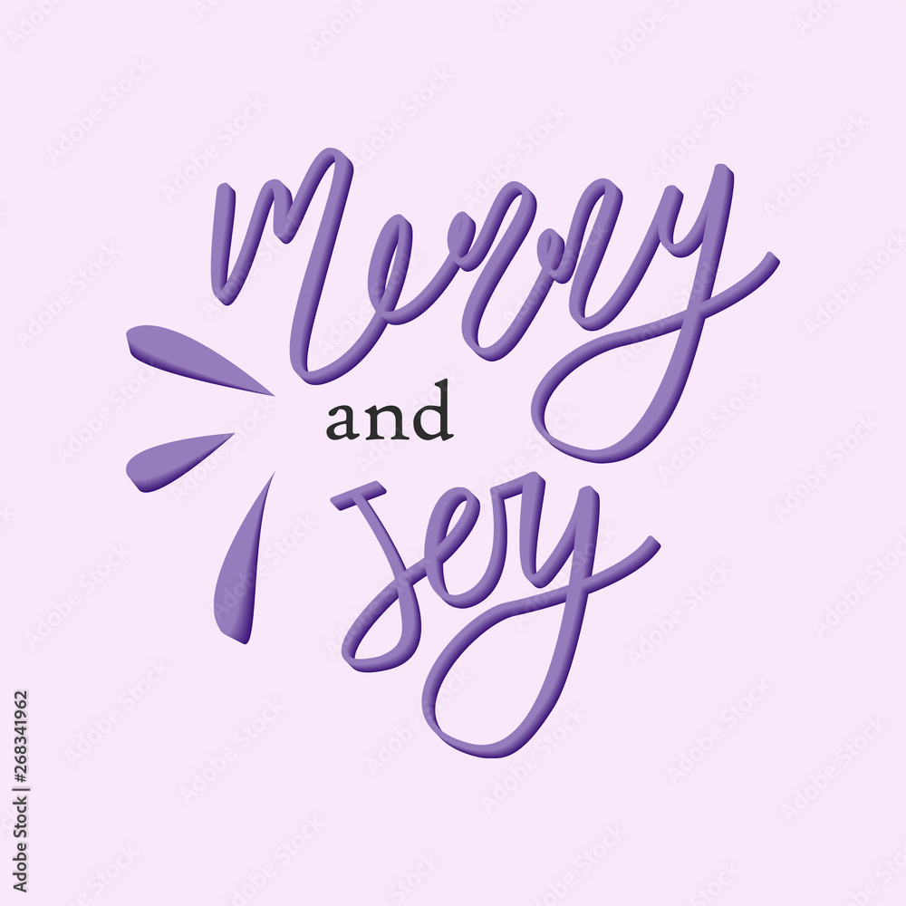 Holiday lettering and Xmas design. Merry and Joy. Holiday lettering and Xmas design. Merry and Joy.