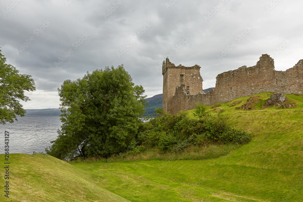 Urquhart Castle on the Shore of Loch Ness, Scotland.