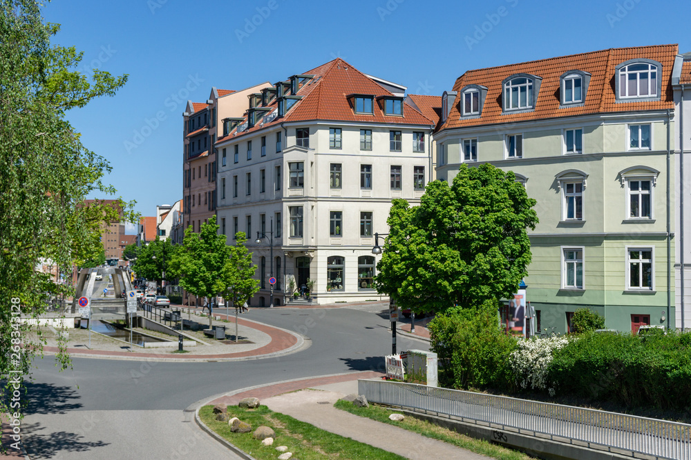 old town in rostock - street and houses