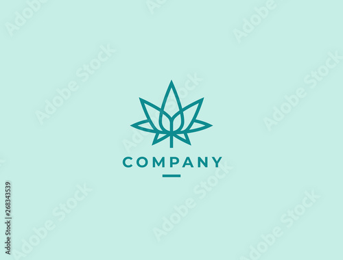 Modern linear cannabis leaf logo icon. Cannabis business logotype concept. Vector illustration.