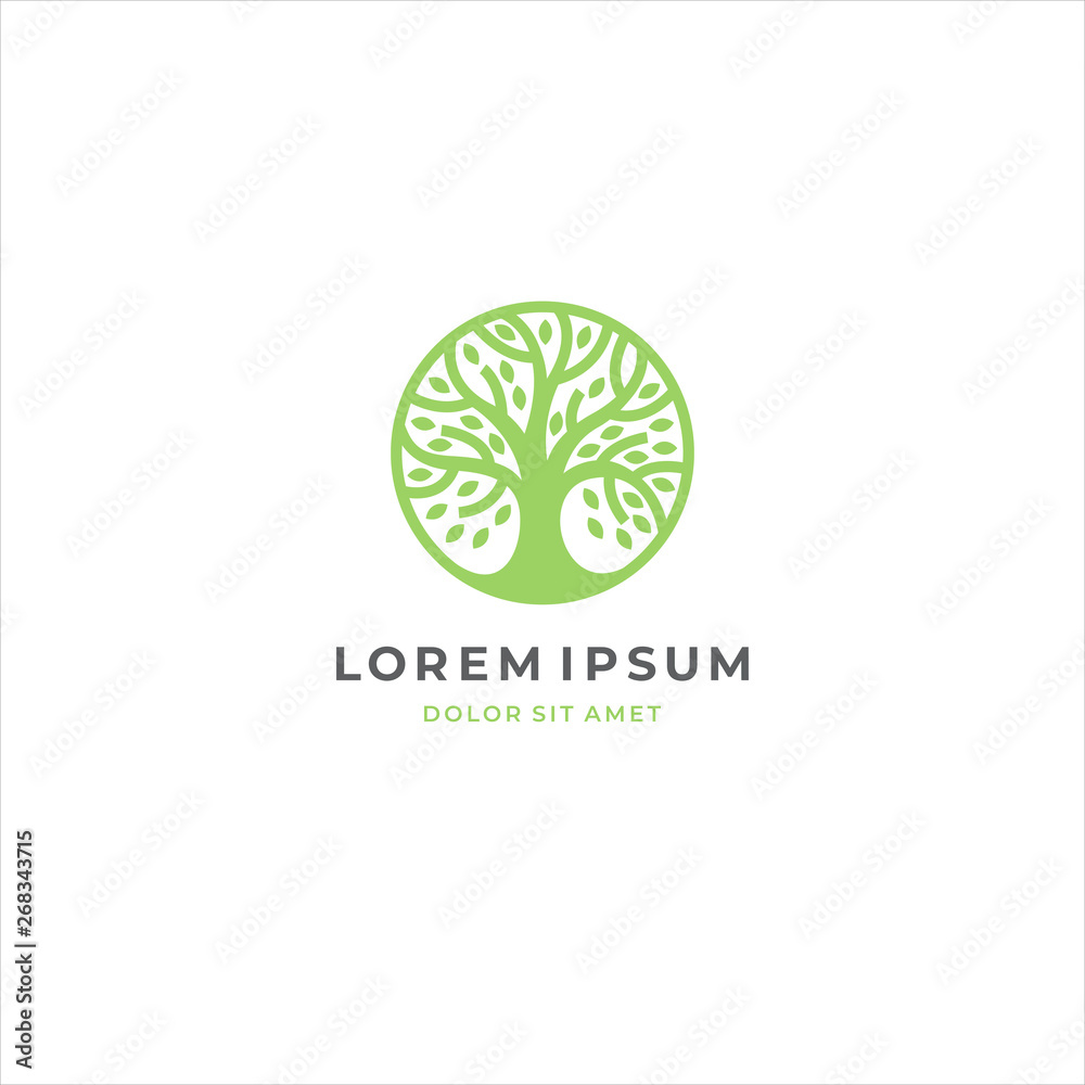 Abstract round tree logo icon. Universal creative premium solid floral leaf symbol. Cosmetic and spa. Vector circle life tree icon sign. Abstract round tree logo icon. Universal creative premium solid floral leaf symbol. Cosmetic and spa. Vector circle life tree icon sign.