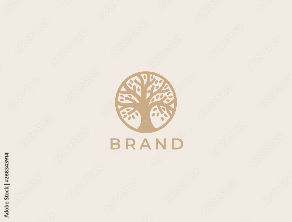 Abstract round tree logo icon. Universal creative premium solid floral leaf symbol. Cosmetic and spa. Vector circle life tree icon sign. Abstract round tree logo icon. Universal creative premium solid floral leaf symbol. Cosmetic and spa. Vector circle life tree icon sign.