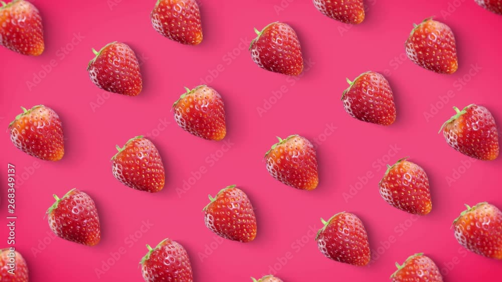 Strawberry rotating on pink background looped. Strawberry rotating on pink background looped.