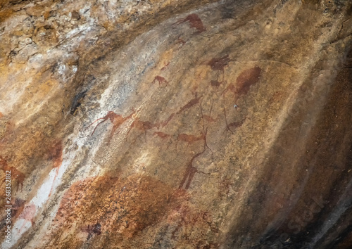 Ancient paintings on stones of the Erongo Mountains in northern Namibia
