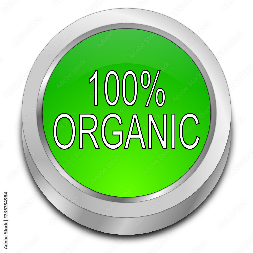 100% Organic Button - 3D illustration 100% Organic Button - 3D illustration