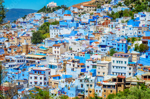 View of the blue city of Chefchaouen in Morocco