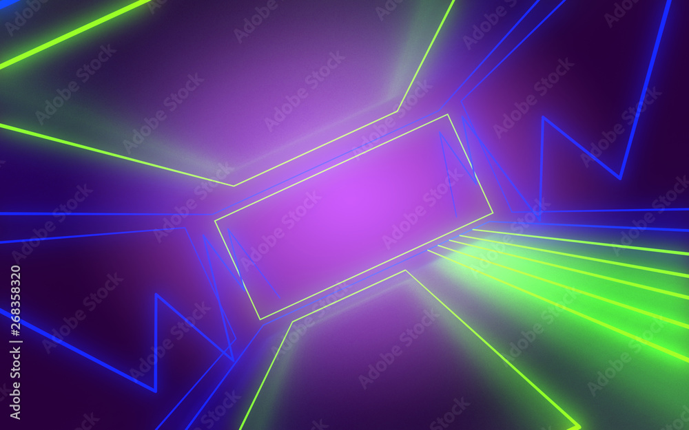 3d neon tunnel abstract background . 3d illustration 3d neon tunnel abstract background . 3d illustration