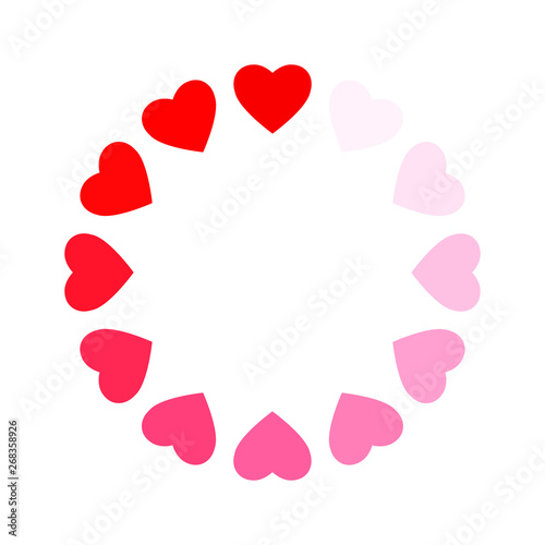 Frame of hearts as process loading love. Symbol update love isolated on white background. Vector illustration